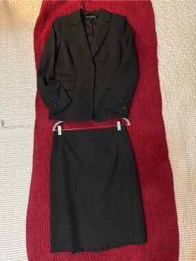 ANTONIO MELANI Black Pinstripe Suit. Worn twice.